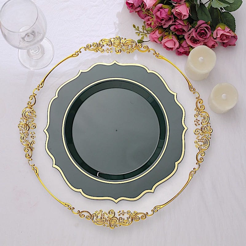 10 pcs 10 in Disposable Plastic Dinner Plates With Scalloped Rim