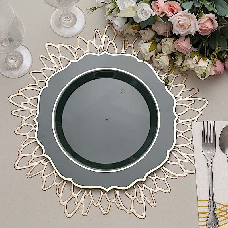 10 pcs 10 in Disposable Plastic Dinner Plates With Scalloped Rim