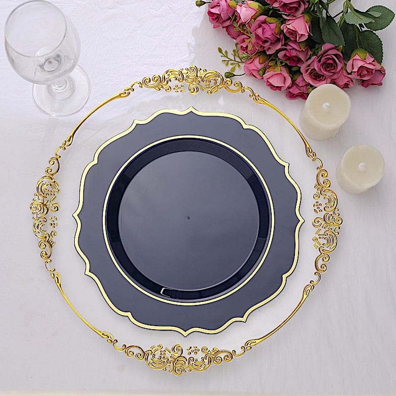 10 pcs 10 in Disposable Plastic Dinner Plates With Scalloped Rim