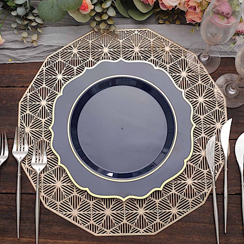 10 pcs 10 in Disposable Plastic Dinner Plates With Scalloped Rim