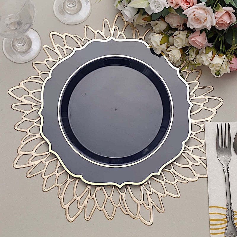 10 pcs 10 in Disposable Plastic Dinner Plates With Scalloped Rim