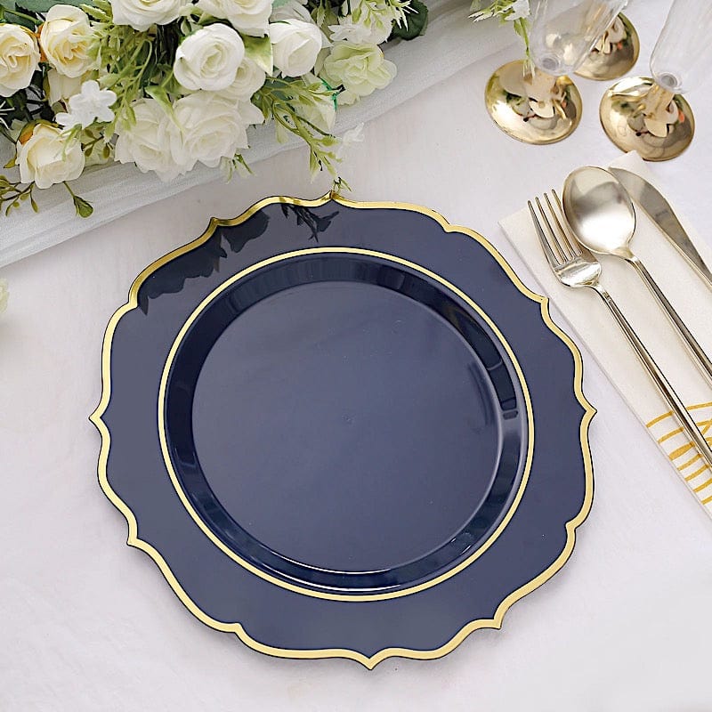 10 pcs 10 in Disposable Plastic Dinner Plates With Scalloped Rim
