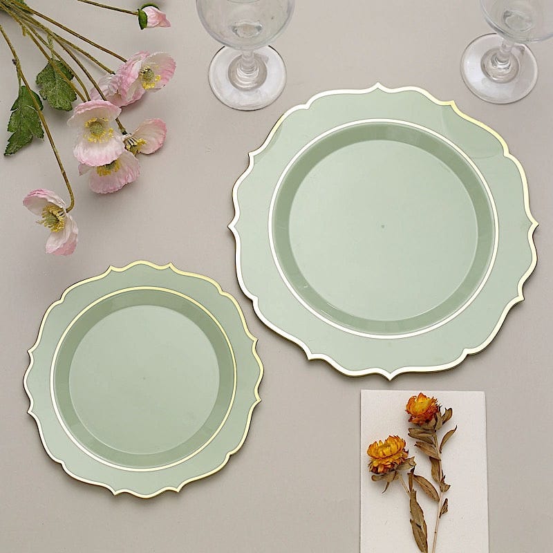 10 pcs 10 in Disposable Plastic Dinner Plates With Scalloped Rim