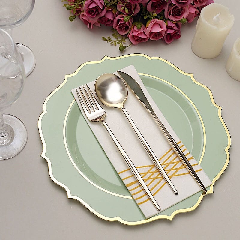 10 pcs 10 in Disposable Plastic Dinner Plates With Scalloped Rim