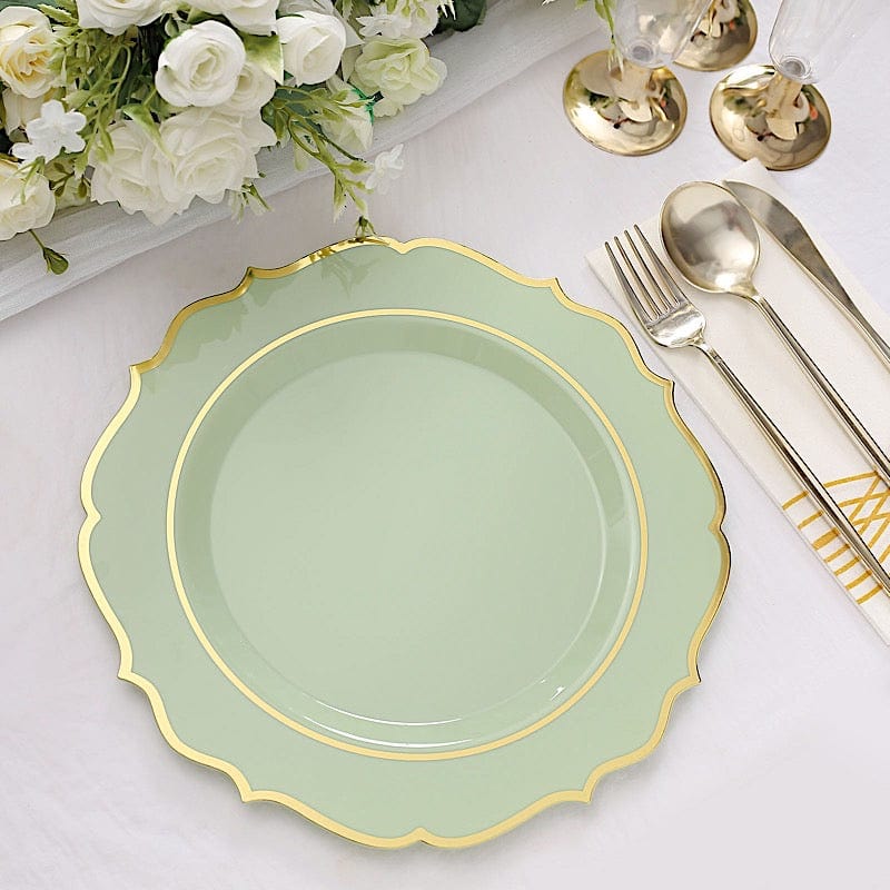 10 pcs 10 in Disposable Plastic Dinner Plates With Scalloped Rim