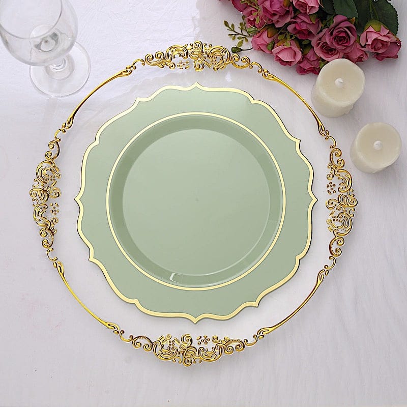 10 pcs 10 in Disposable Plastic Dinner Plates With Scalloped Rim