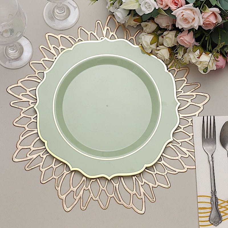 10 pcs 10 in Disposable Plastic Dinner Plates With Scalloped Rim