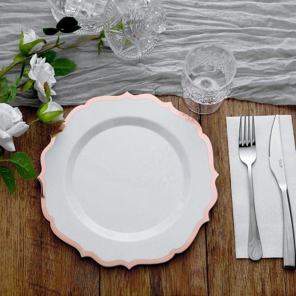 10 pcs 10 in Disposable Plastic Dinner Plates With Scalloped Rim
