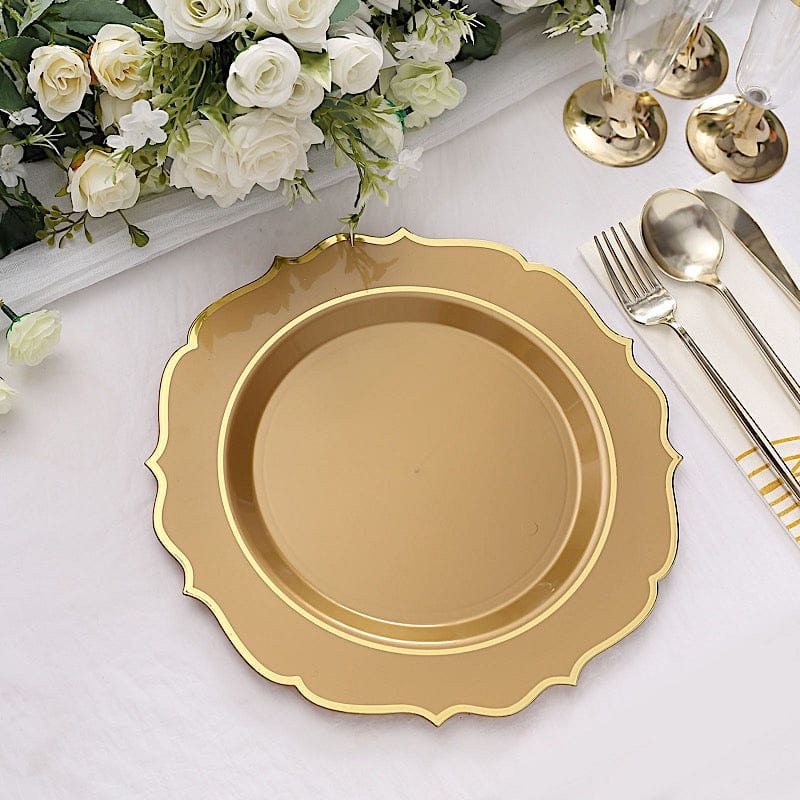 10 pcs 10 in Disposable Plastic Dinner Plates With Scalloped Rim