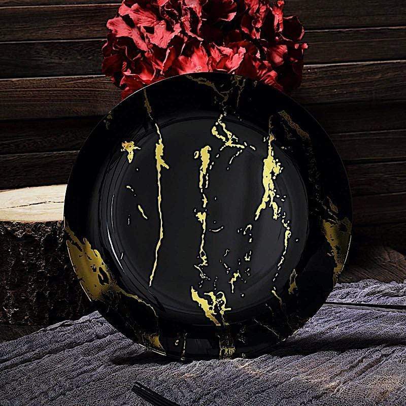 10 pcs 10 in wide Disposable Marble Plastic Salad Plates