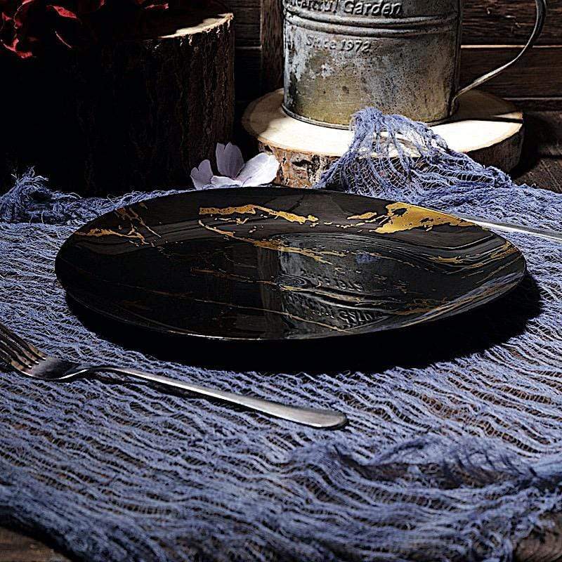 10 pcs 10 in wide Disposable Marble Plastic Salad Plates