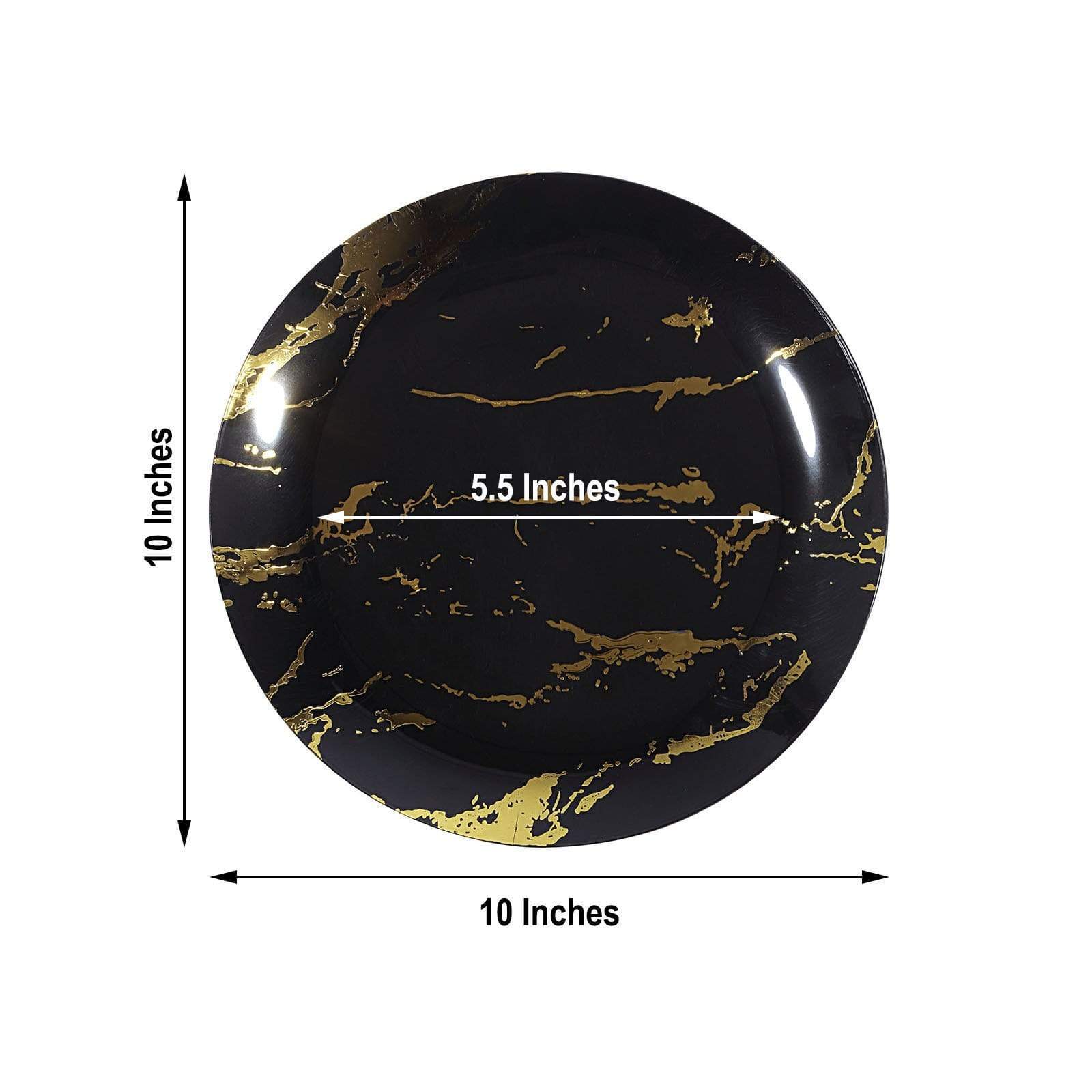 10 pcs 10 in wide Disposable Marble Plastic Salad Plates
