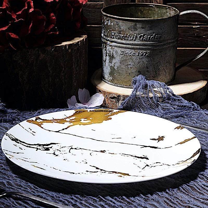 10 pcs 10 in wide Disposable Marble Plastic Salad Plates