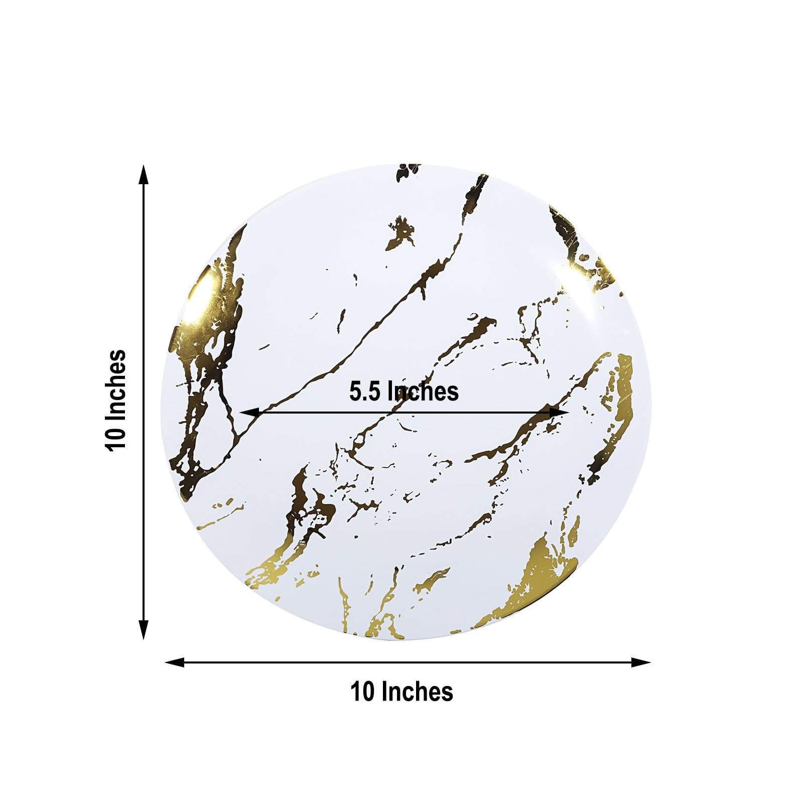 10 pcs 10 in wide Disposable Marble Plastic Salad Plates