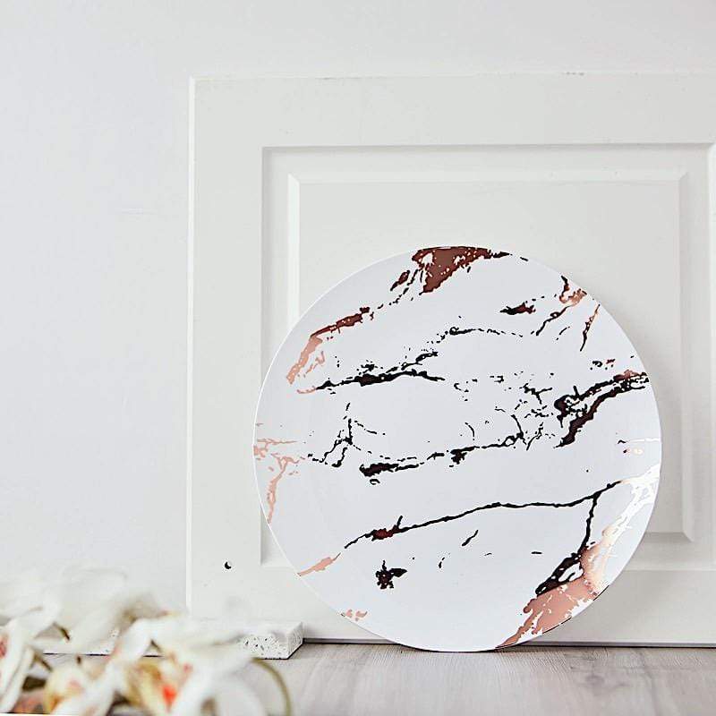 10 pcs 10 in wide Disposable Marble Plastic Salad Plates