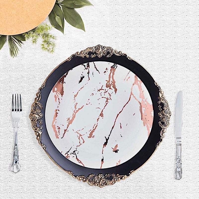 10 pcs 10 in wide Disposable Marble Plastic Salad Plates