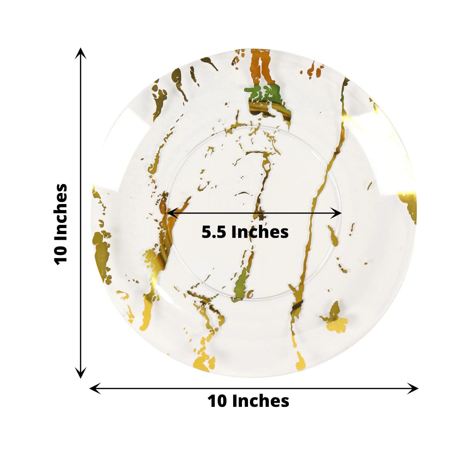 10 pcs 10 in wide Disposable Marble Plastic Salad Plates