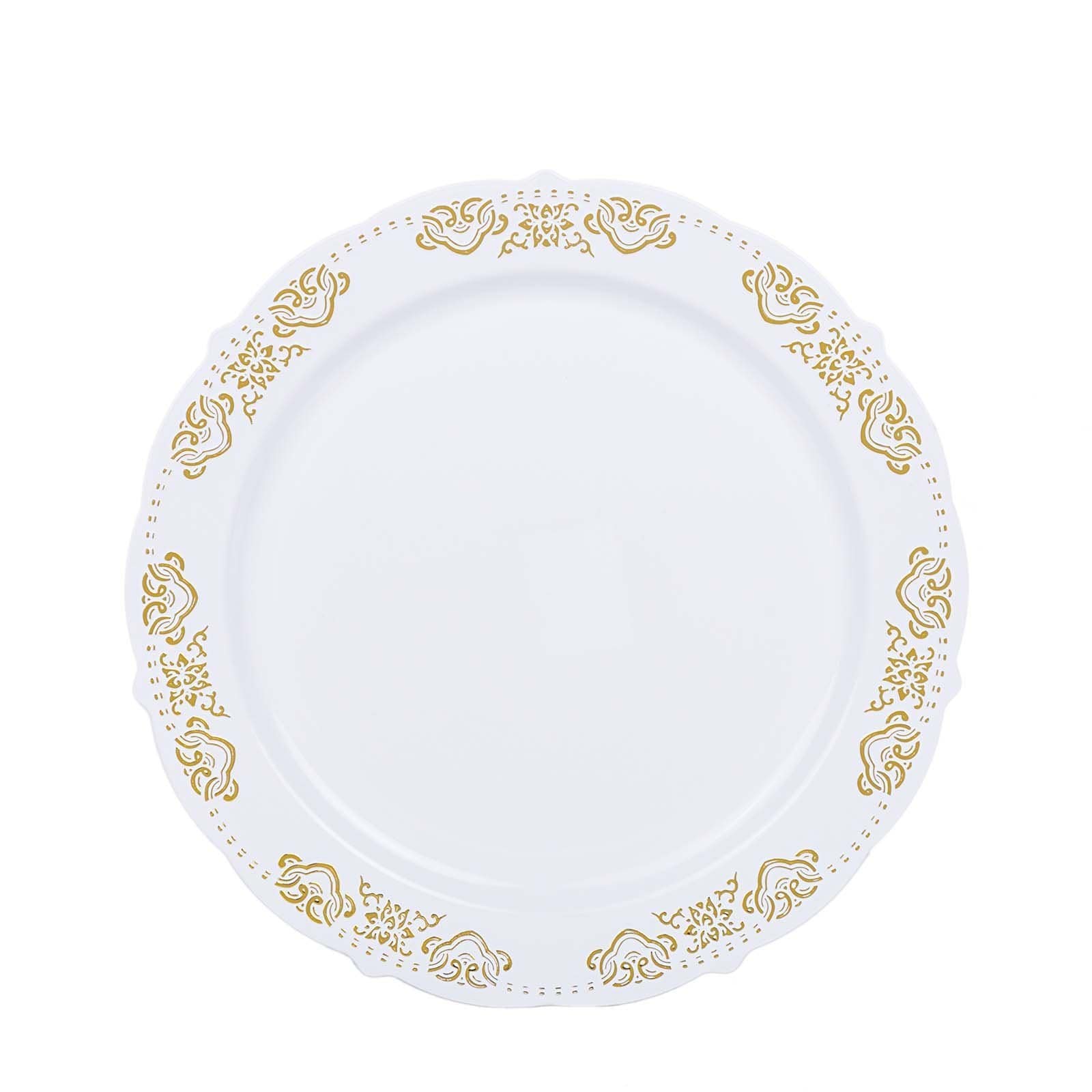 10 pcs 10 in wide Disposable Plastic Salad Plates with Gold Trim