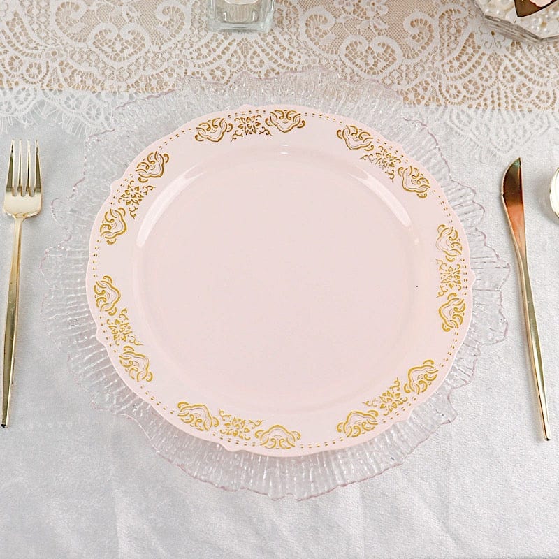 10 pcs 10 in wide Disposable Plastic Salad Plates with Gold Trim