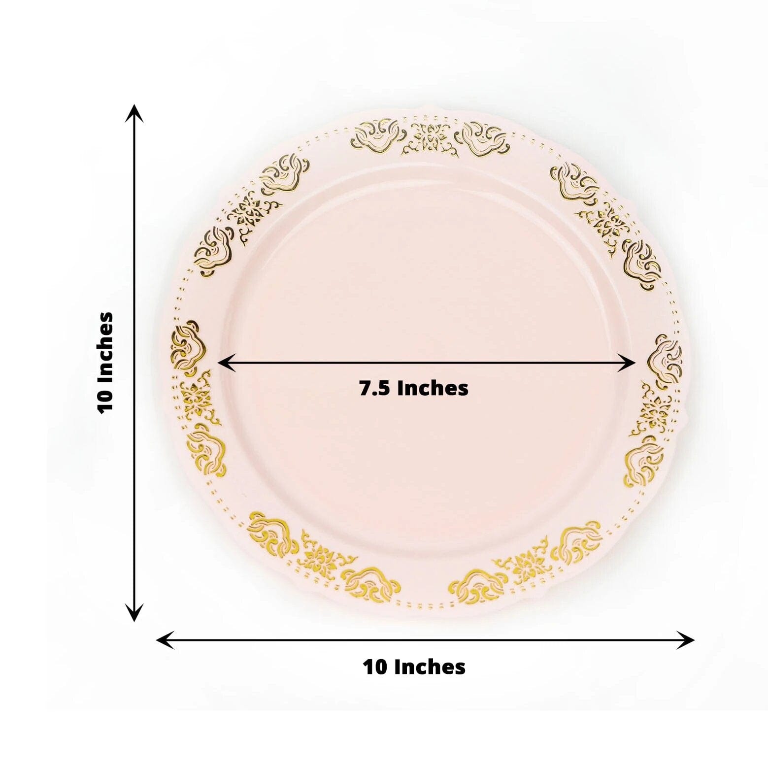 10 pcs 10 in wide Disposable Plastic Salad Plates with Gold Trim