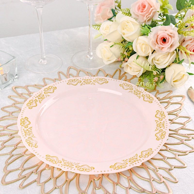 10 pcs 10 in wide Disposable Plastic Salad Plates with Gold Trim