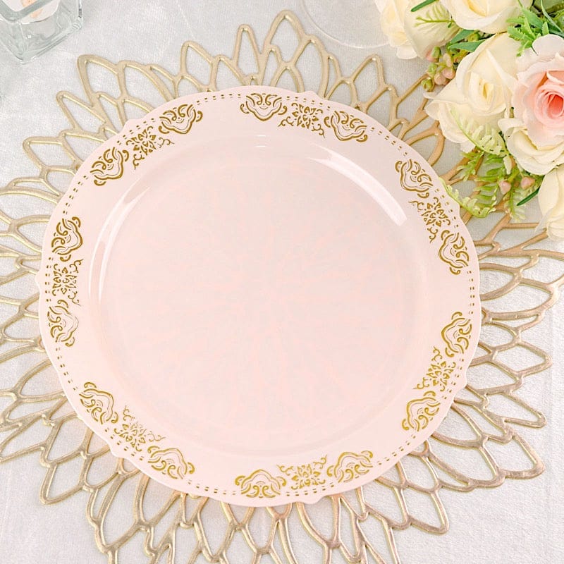 10 pcs 10 in wide Disposable Plastic Salad Plates with Gold Trim