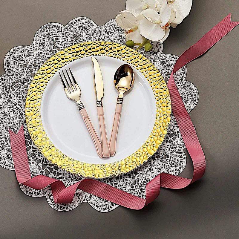 10 pcs 10 in wide Disposable Plastic Salad Plates with Hammered Trim