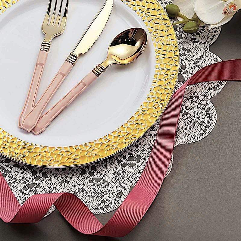 10 pcs 10 in wide Disposable Plastic Salad Plates with Hammered Trim