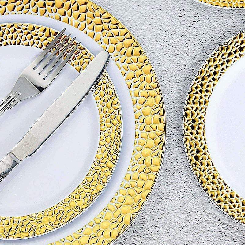 10 pcs 10 in wide Disposable Plastic Salad Plates with Hammered Trim