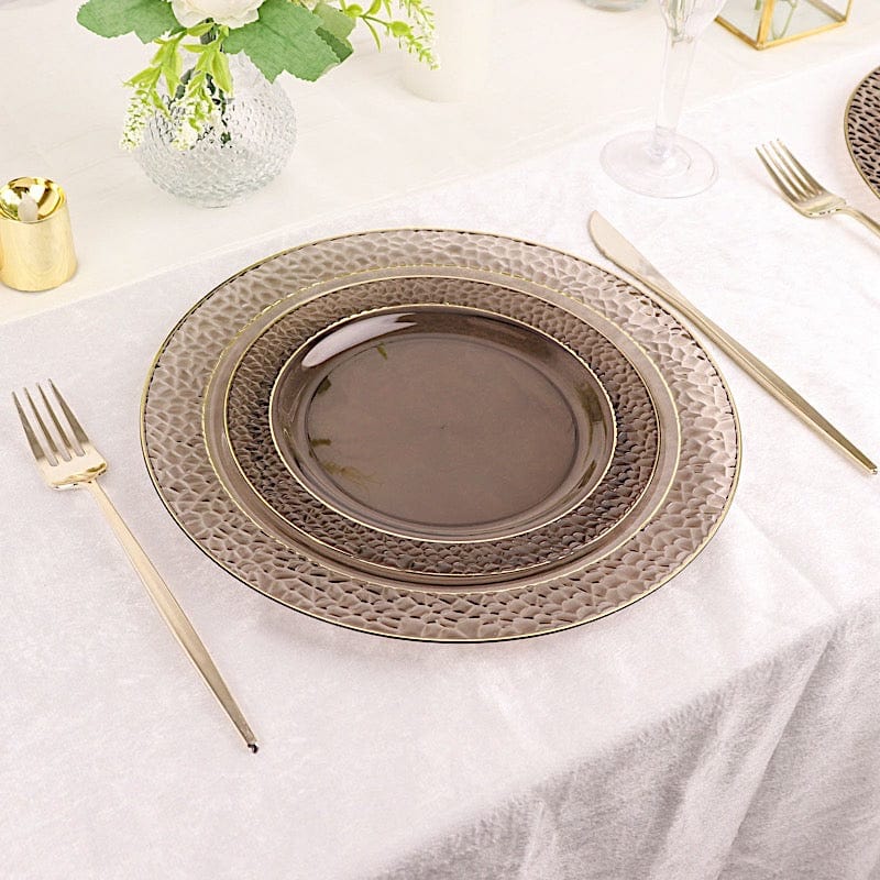 10 pcs 10 in wide Disposable Plastic Salad Plates with Hammered Trim