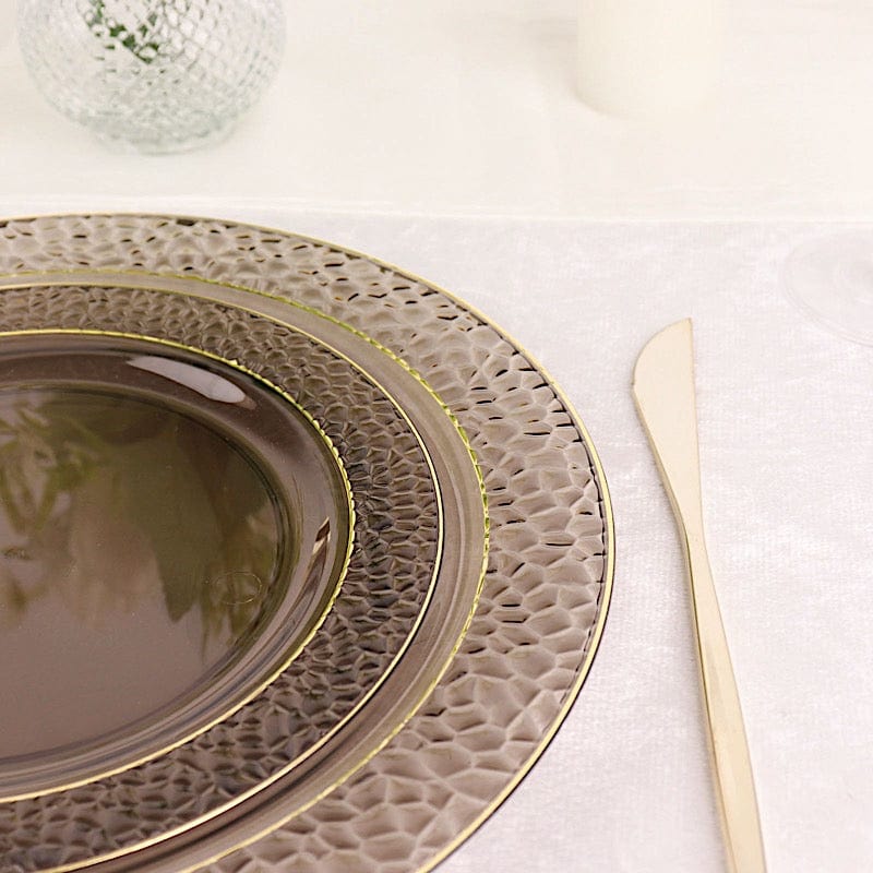 10 pcs 10 in wide Disposable Plastic Salad Plates with Hammered Trim