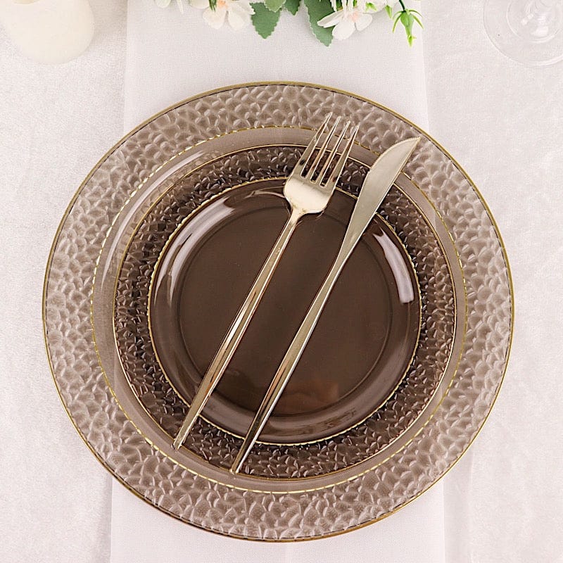 10 pcs 10 in wide Disposable Plastic Salad Plates with Hammered Trim