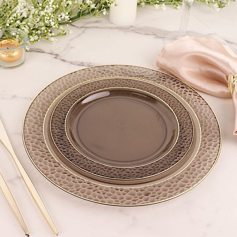 10 pcs 10 in wide Disposable Plastic Salad Plates with Hammered Trim