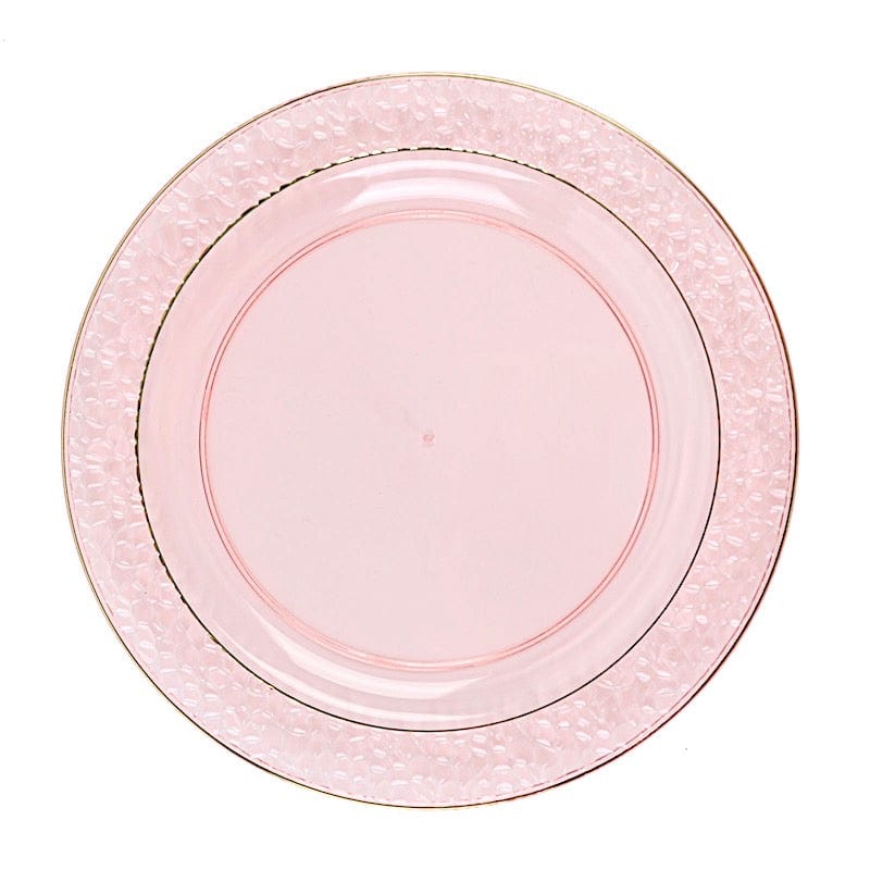 10 pcs 10 in wide Disposable Plastic Salad Plates with Hammered Trim