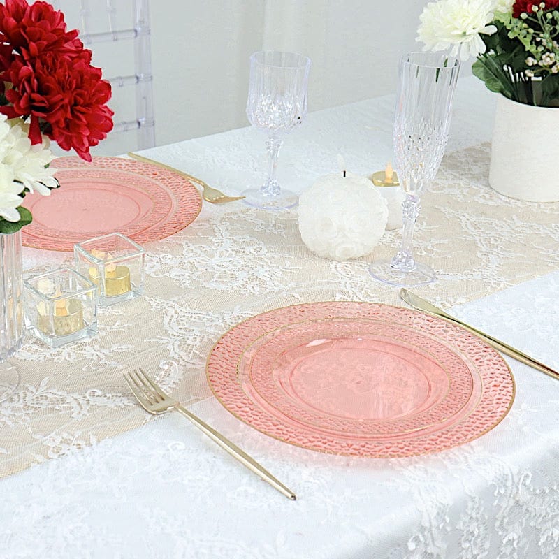 10 pcs 10 in wide Disposable Plastic Salad Plates with Hammered Trim