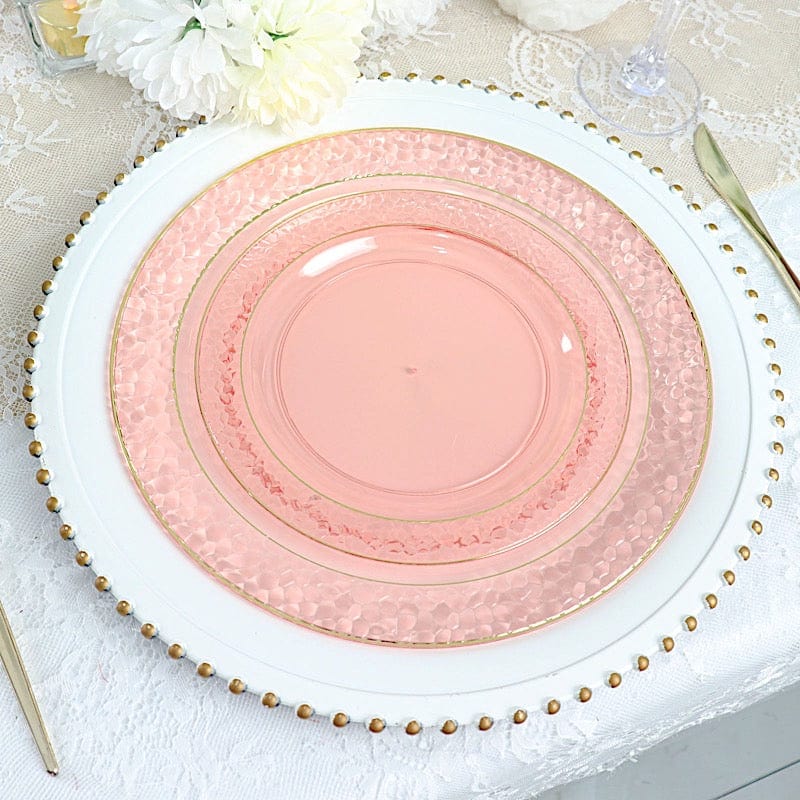 10 pcs 10 in wide Disposable Plastic Salad Plates with Hammered Trim