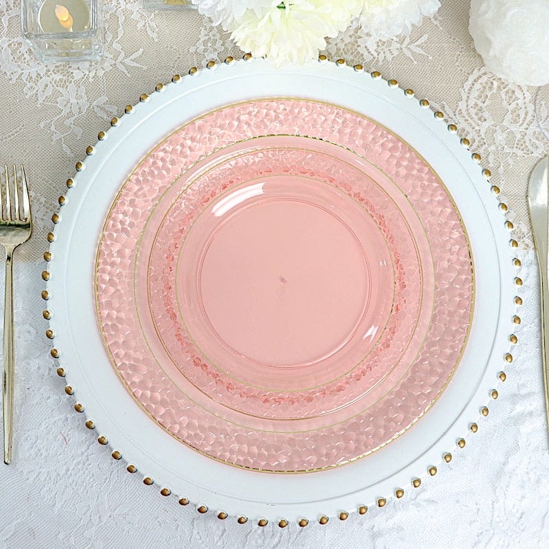 10 pcs 10 in wide Disposable Plastic Salad Plates with Hammered Trim