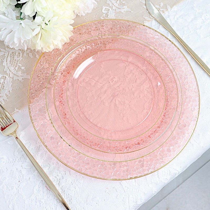 10 pcs 10 in wide Disposable Plastic Salad Plates with Hammered Trim