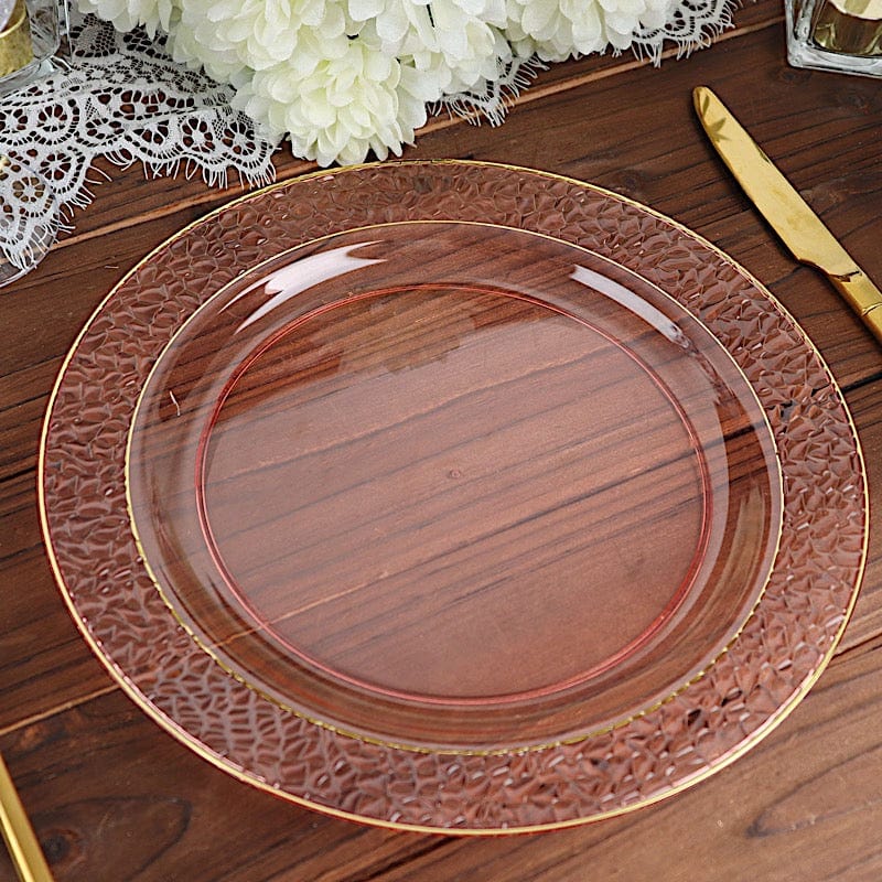 10 pcs 10 in wide Disposable Plastic Salad Plates with Hammered Trim