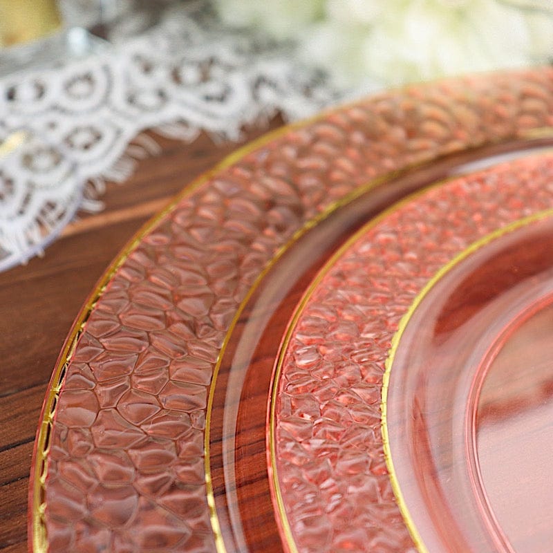 10 pcs 10 in wide Disposable Plastic Salad Plates with Hammered Trim