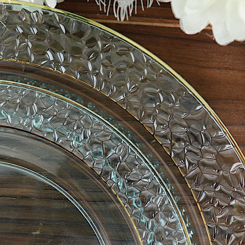 10 pcs 10 in wide Disposable Plastic Salad Plates with Hammered Trim