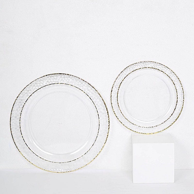 10 pcs 10 in wide Disposable Plastic Salad Plates with Hammered Trim