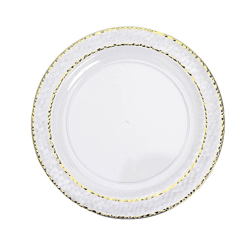 10 pcs 10 in wide Disposable Plastic Salad Plates with Hammered Trim