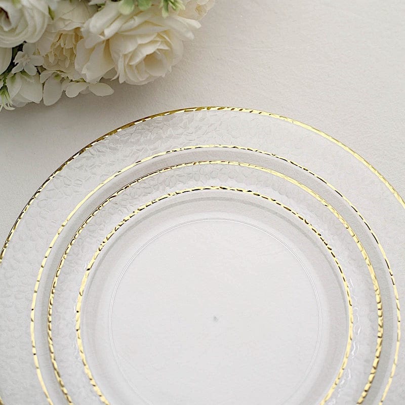 10 pcs 10 in wide Disposable Plastic Salad Plates with Hammered Trim