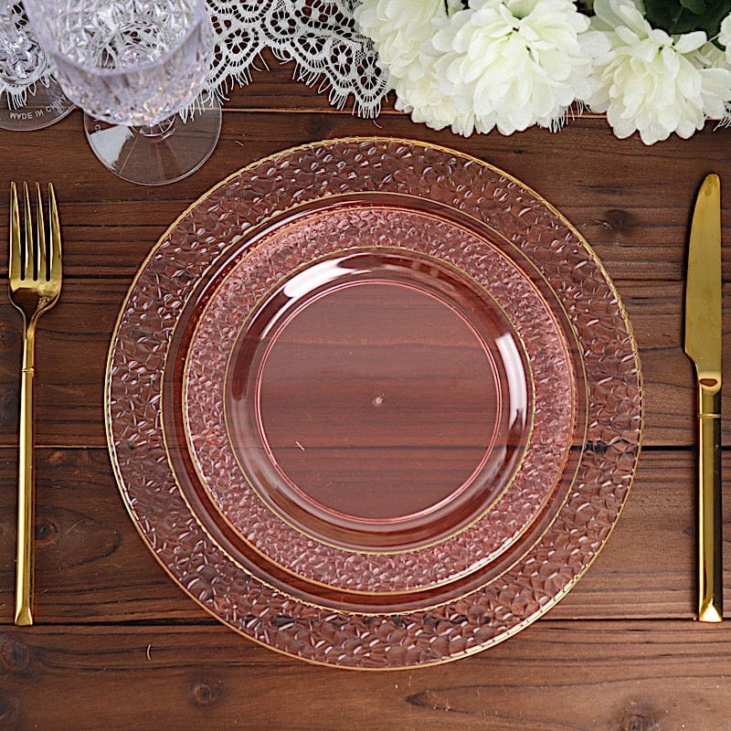 10 pcs 10 in wide Disposable Plastic Salad Plates with Hammered Trim