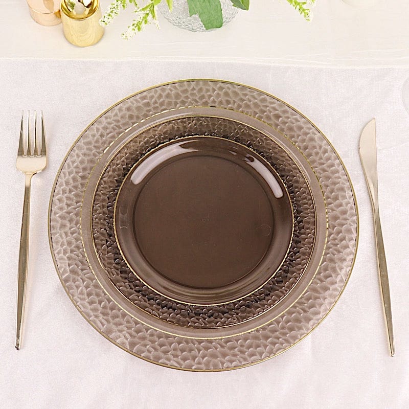 10 pcs 10 in wide Disposable Plastic Salad Plates with Hammered Trim