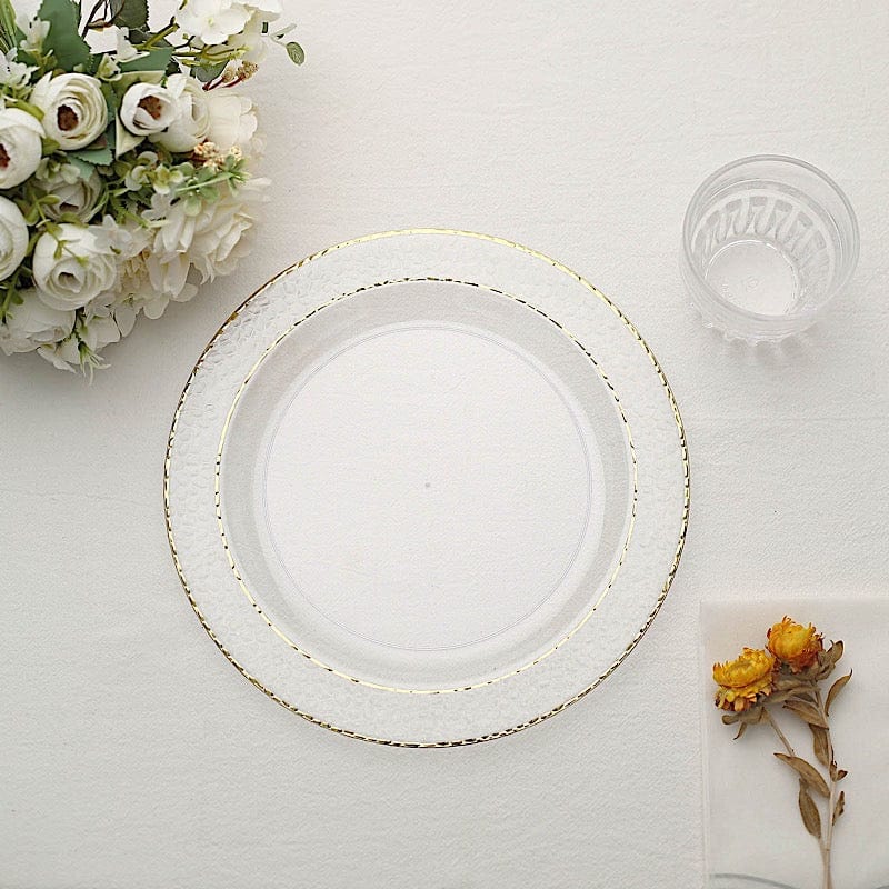 10 pcs 10 in wide Disposable Plastic Salad Plates with Hammered Trim