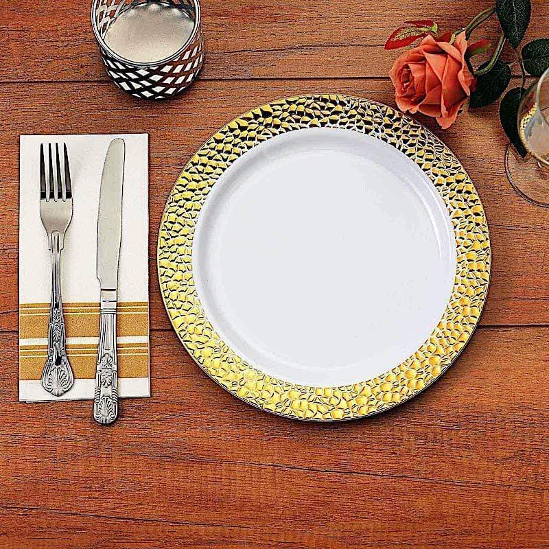 10 pcs 10 in wide Disposable Plastic Salad Plates with Hammered Trim