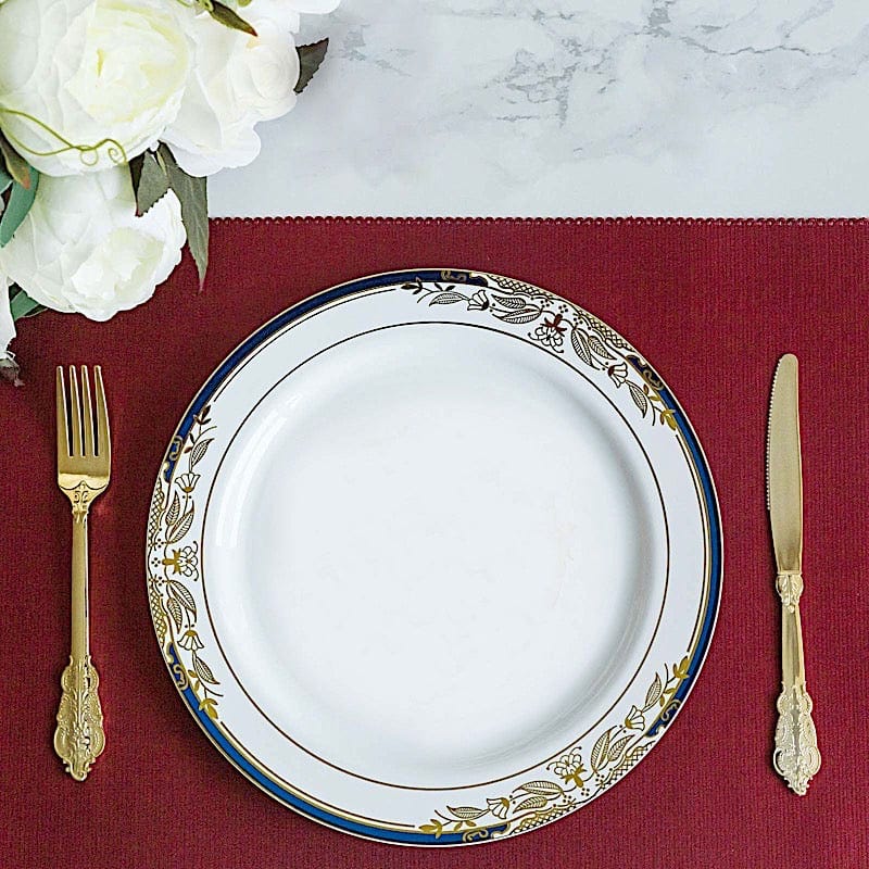 10 pcs 10 in wide Disposable White Plastic Salad Plates with Trim