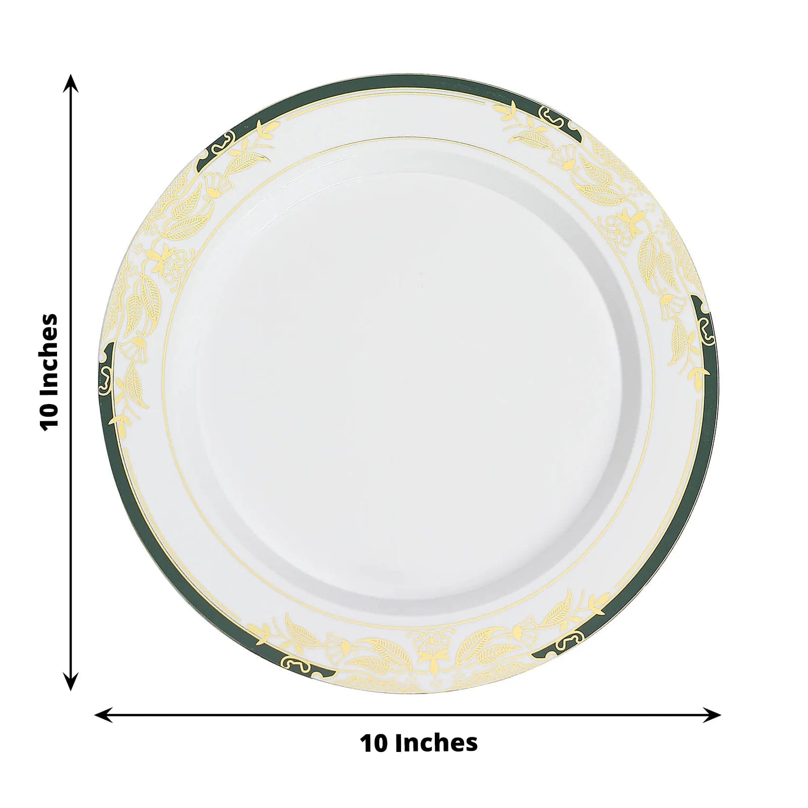 10 pcs 10 in wide Disposable White Plastic Salad Plates with Trim